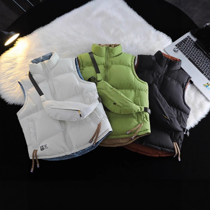 Women's Functional Quilted Vest with High Collar Mune Fashion
