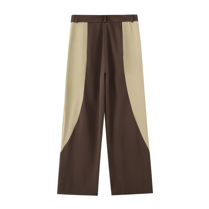 Women nan short two-piece set: blazer with lapel collar and high waist wide-leg pants in color block design Mune Fashion