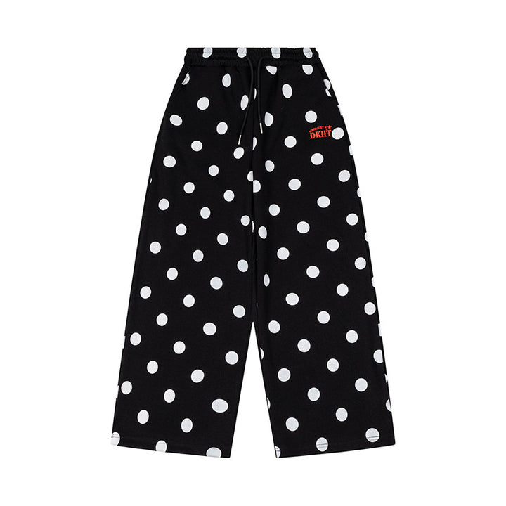 Women's Wide Culotte Lounge Pants made of French Terry with Comfort Waistband and Polka Dot Pattern Mune Fashion