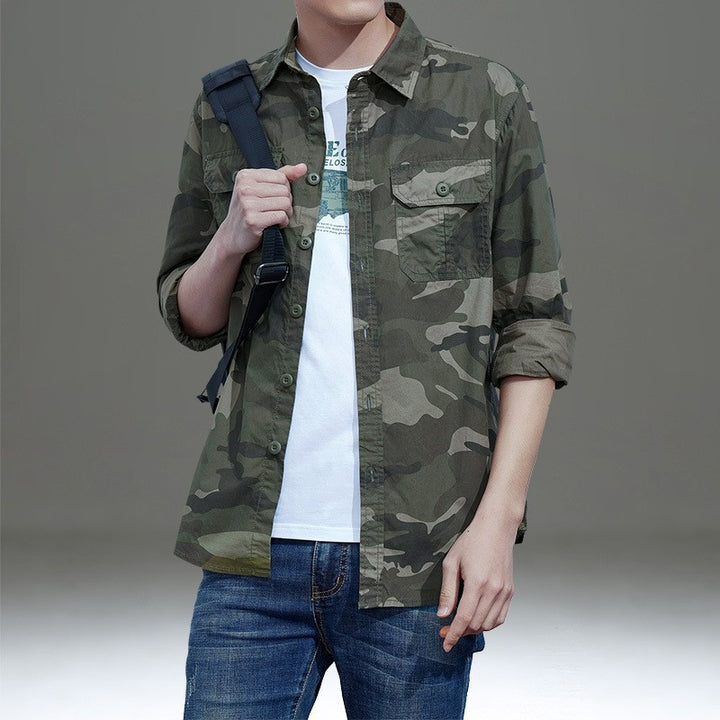 Men's casual camouflage shirt jacket with patch chest pockets and straight cut Mune Fashion