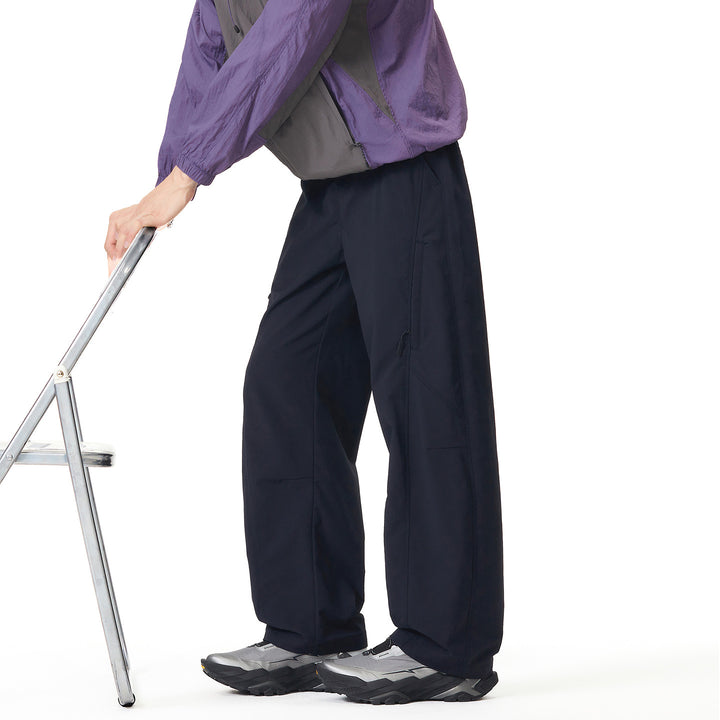 Men's Wide Tech Cargo Pants with Drawstring Waist and Zipper Pockets Mune Fashion