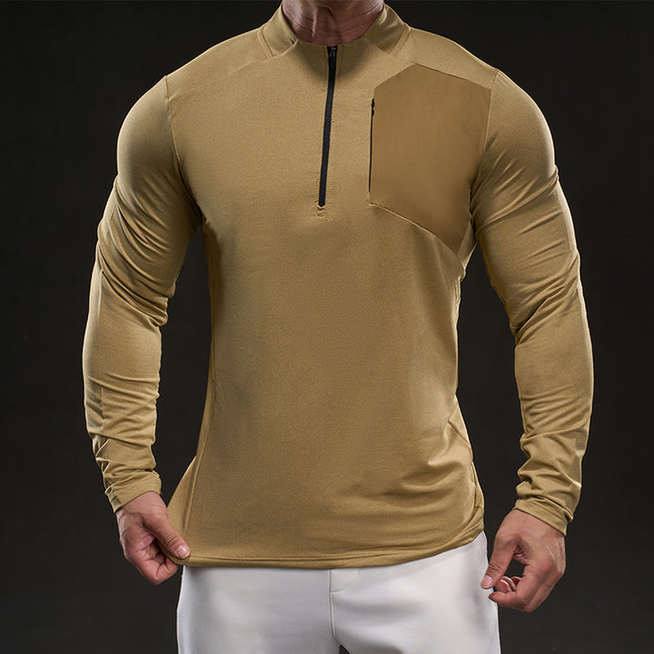 Men Breathable Functional Long Sleeve Shirt with Short Zip and Slim Fit Mune Fashion