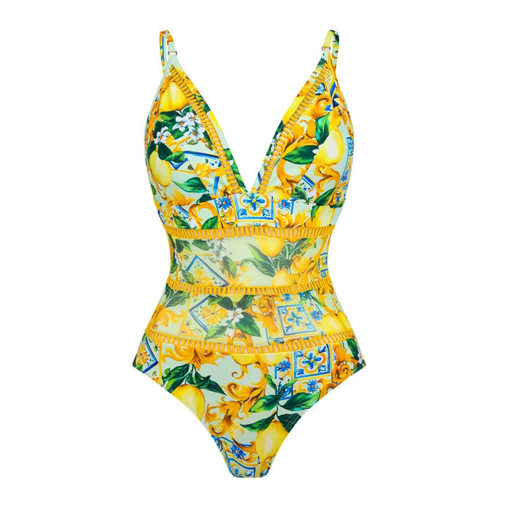 Women's swimsuit with floral design and V neck Mune Fashion