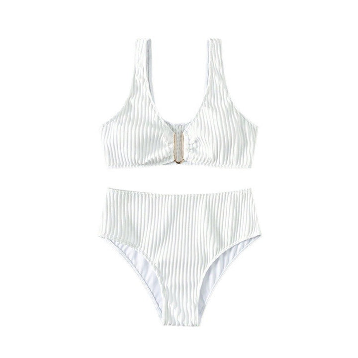 Women's High-Cut Bikini with Unique Ribbed Texture Mune Fashion