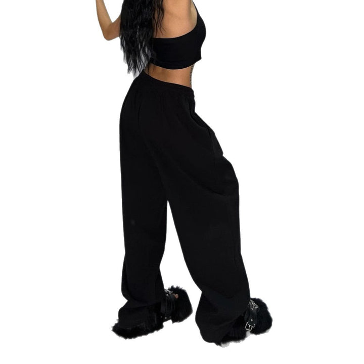 Women's wide cut lounge pants with high waistband, extra wide leg and drawstring Mune Fashion