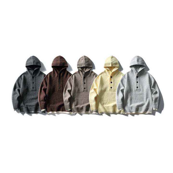 Unisex knitted hoodie with half placket, ribbed hem and double-layer finish Mune Fashion