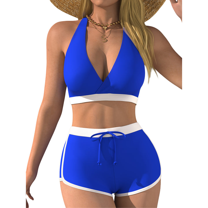 Women's bikini top with deep V-neck and ankle-length shorts Mune Fashion