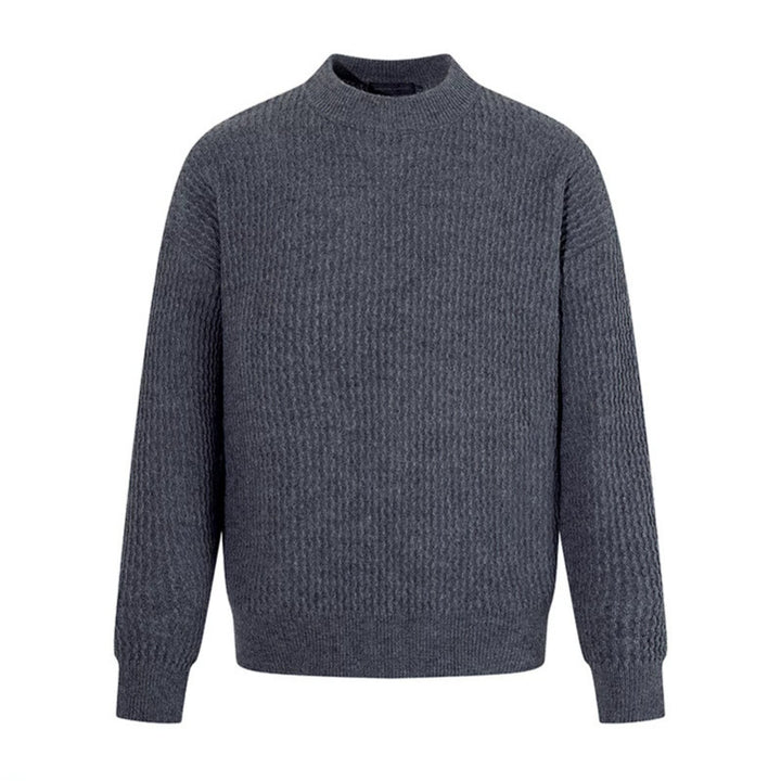 Men's fine knit pullover with structured knit and narrow stand-up collar Mune Fashion