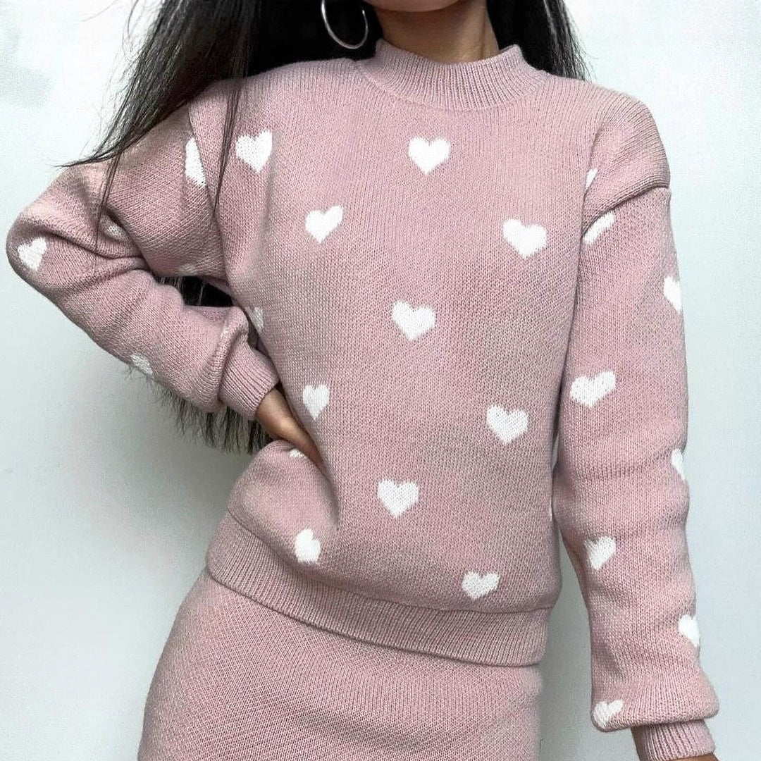 Women’s sweater with heart jacquard and loose oversized fit Mune Fashion