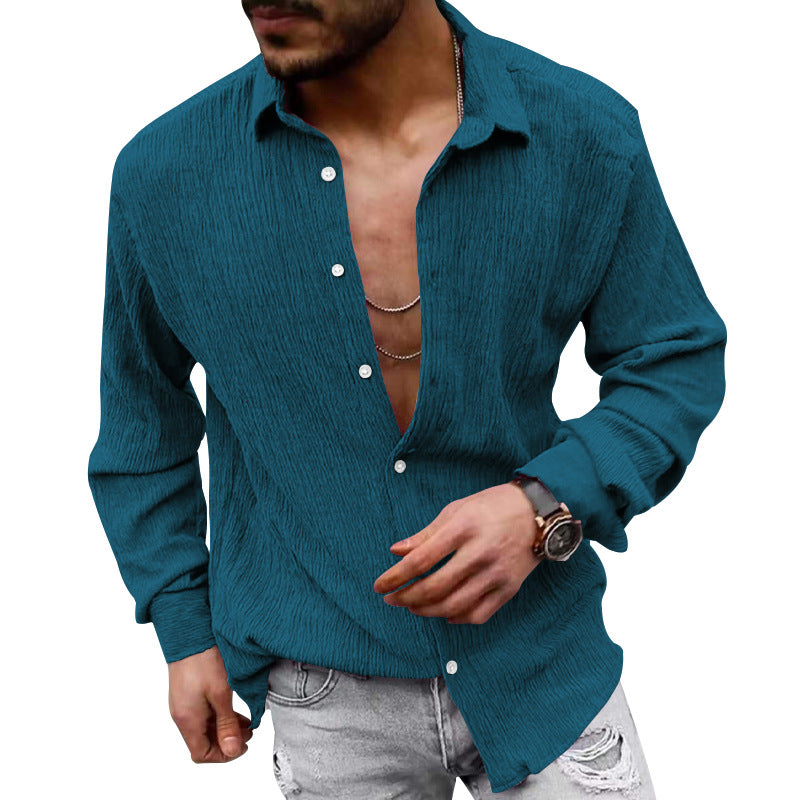 Men's structured casual shirt with crinkle look, shirt collar and laid-back oversized fit Mune Fashion