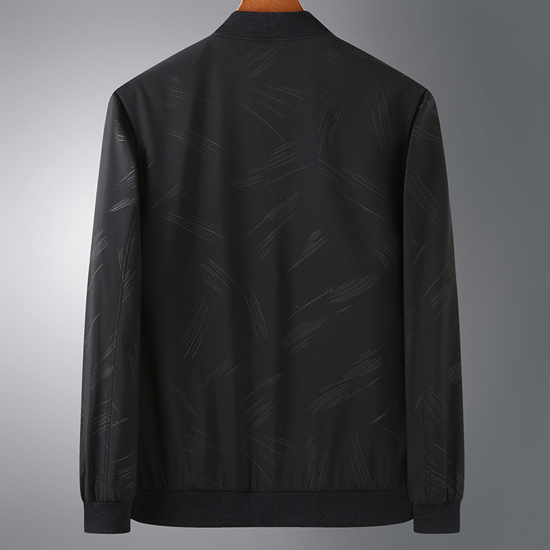 Men's Lightweight Bomber Jacket with subtle texture print, wind-resistant and zipper Mune Fashion