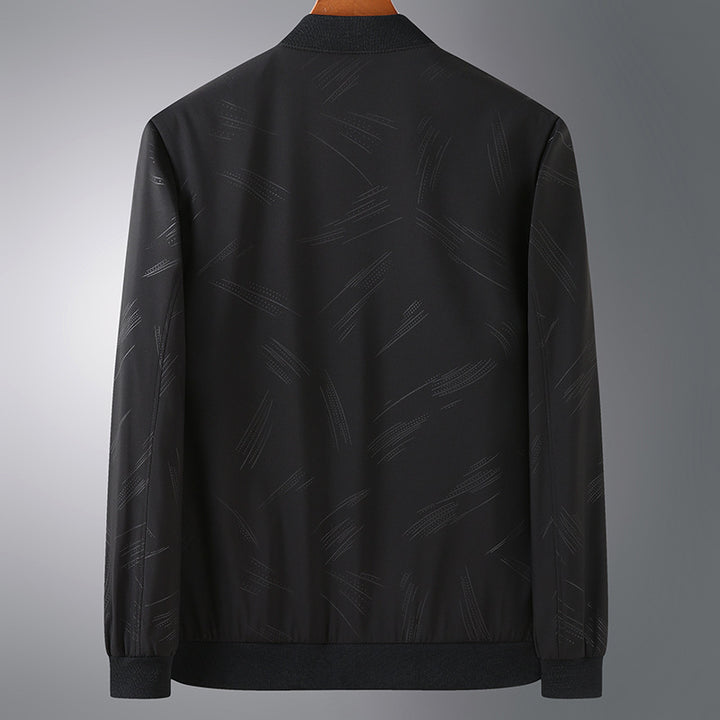 Men's Lightweight Bomber Jacket with subtle texture print, wind-resistant and zipper Mune Fashion