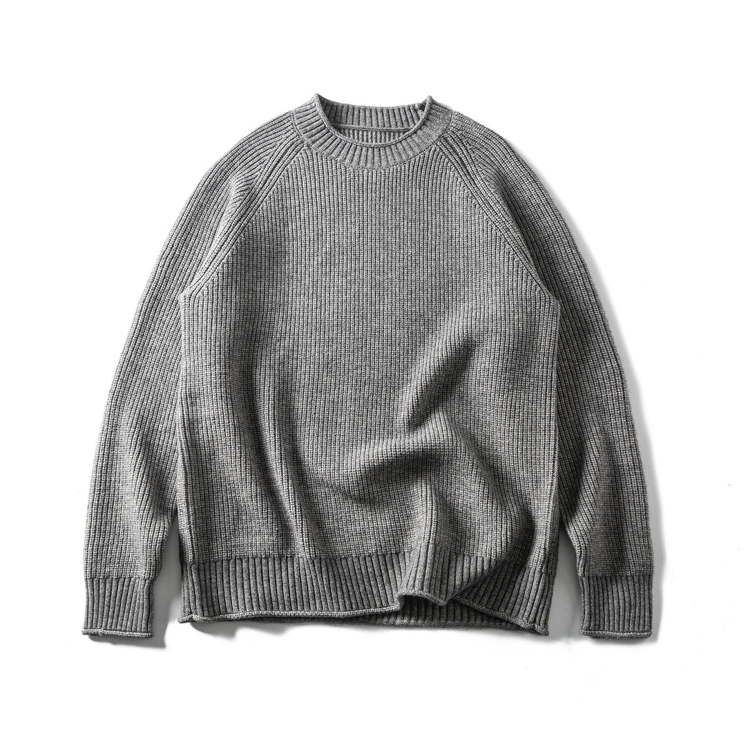 Men's ribbed knit sweater with round neck and raglan sleeves Mune Fashion