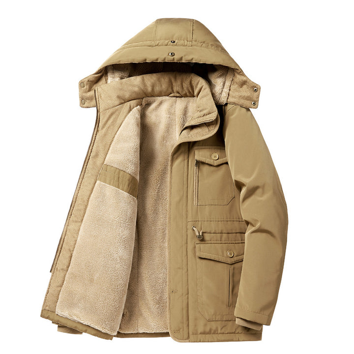 Men's padded winter parka with teddy lining, hood, and multifunction pockets Mune Fashion