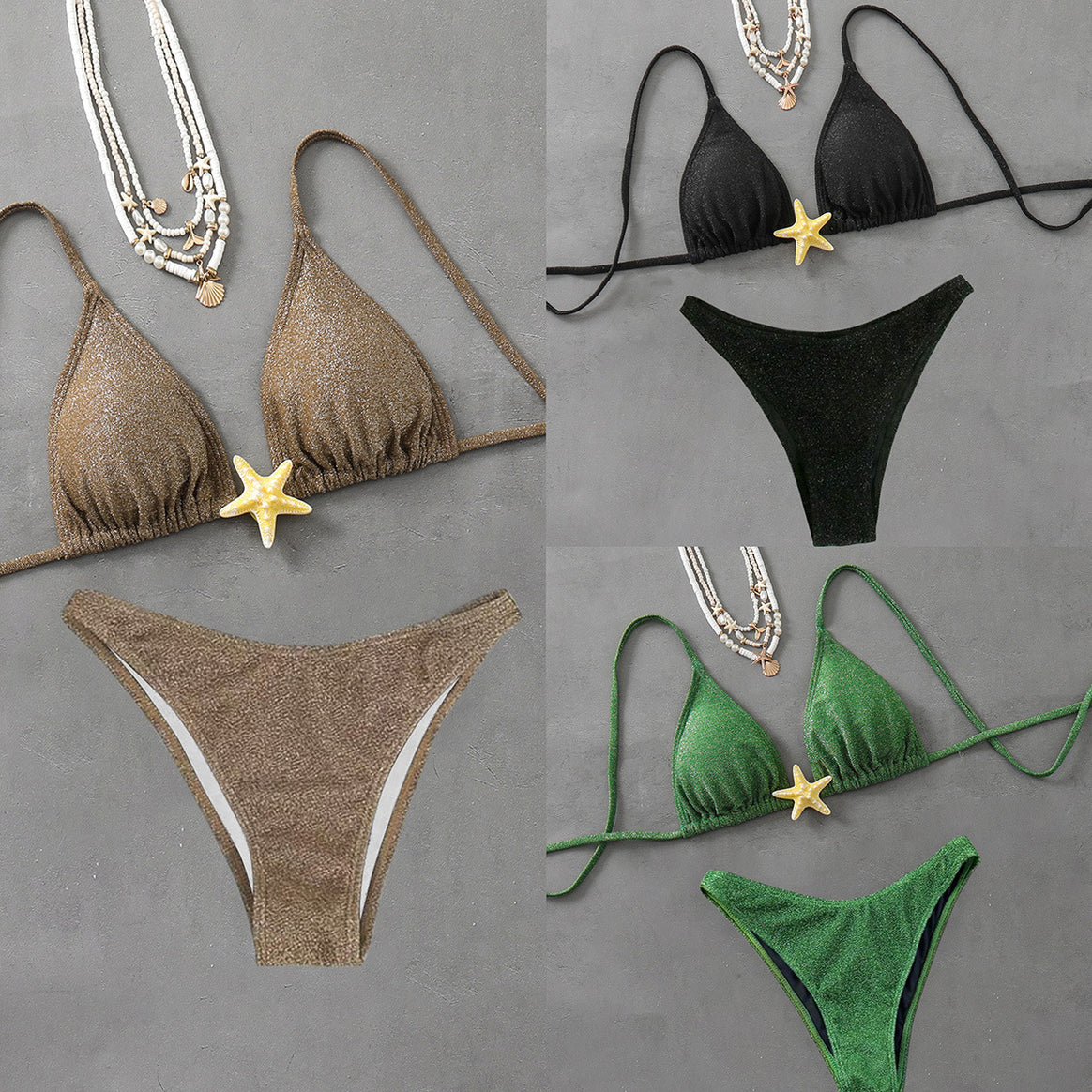 Women Triangle Bikini with fashionable glitter effect Mune Fashion