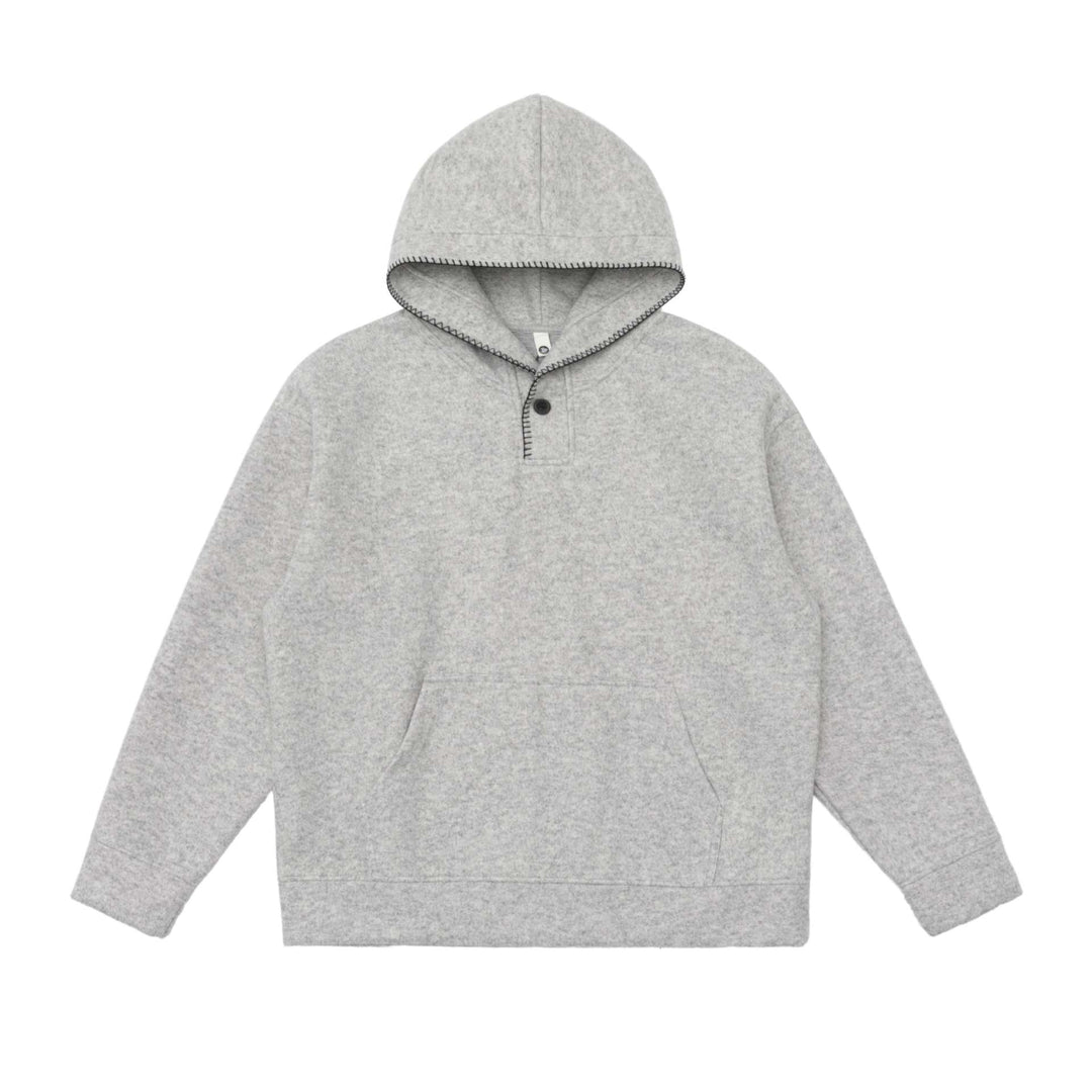 Unisex hoodie made of wool fleece with half button placket and kangaroo pocket Mune Fashion