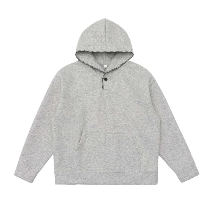 Unisex hoodie made of wool fleece with half button placket and kangaroo pocket Mune Fashion