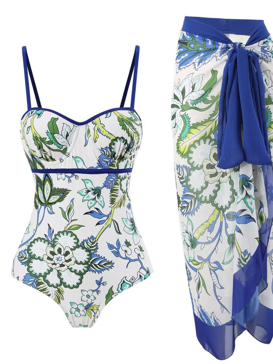 Women's One-Piece Swimsuit with Elegant Wrap Skirt Mune Fashion