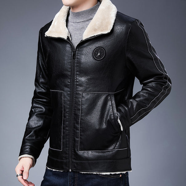 Men's pilot blouson in leather look with Sherpa lining and stand-up collar Mune Fashion