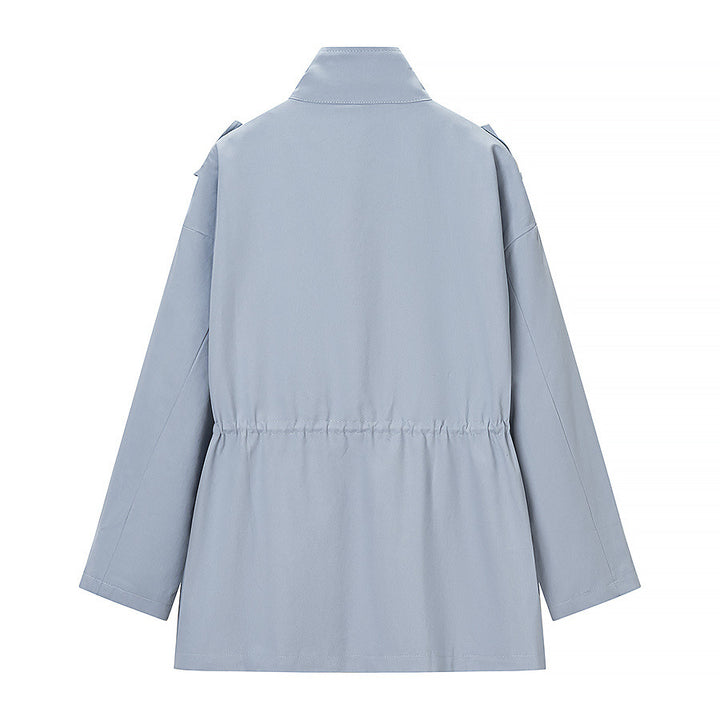 Women's utility jacket with drawstring, stand-up collar and patch pockets Mune Fashion