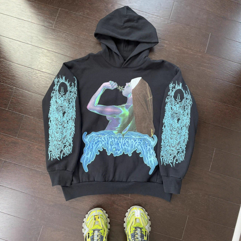 Unisex nano hoodie sweatshirt with used front print and kangaroo pocket Mune Fashion