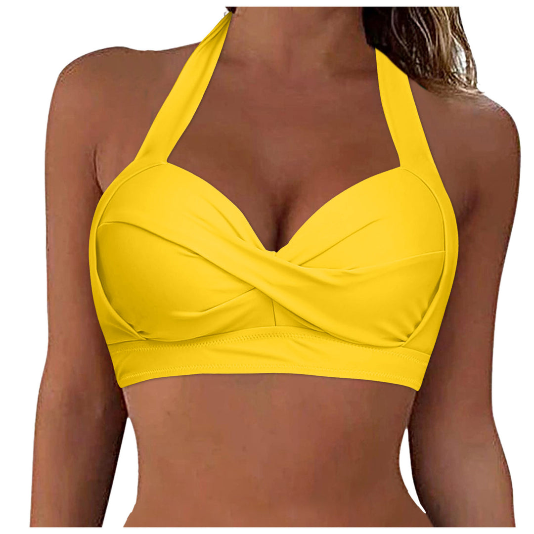 Women's Sporty Bikini Top with Deep Neckline and Halter Design Mune Fashion