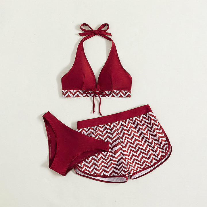 Women's Sporty Bikini Set with Adjustable Halterneck Drum