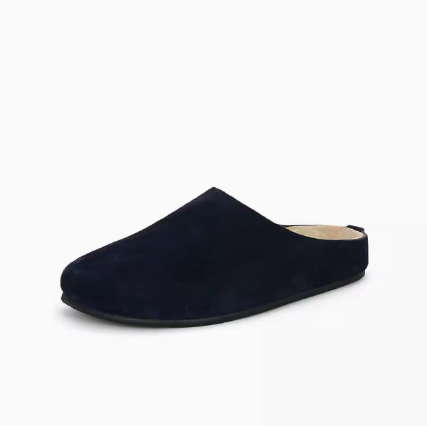 Women's Closed Velvet Leather Slide Sandal with Padded Comfort Footbed Mune Fashion