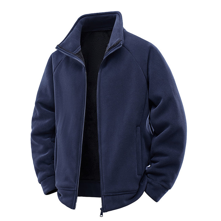 Men's fleece thermal jacket with double-layer teddy inner lining and high stand-up collar Mune Fashion