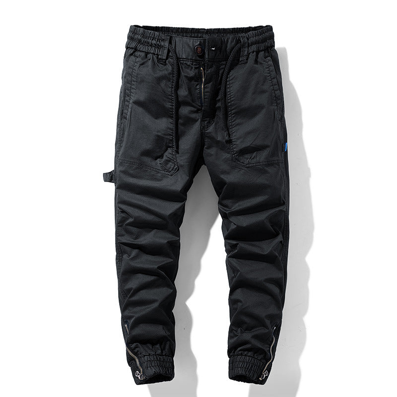 Men's multifunctional cargo jogger pants with elastic comfort waistband, carabiner loop and zipper ankle Mune Fashion