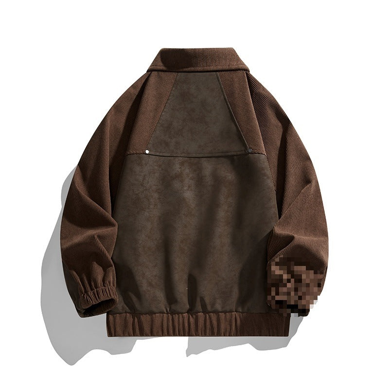 Men's faux velvet bomber jacket in oversized boxy cut with two-way zipper & elastic hem Mune Fashion