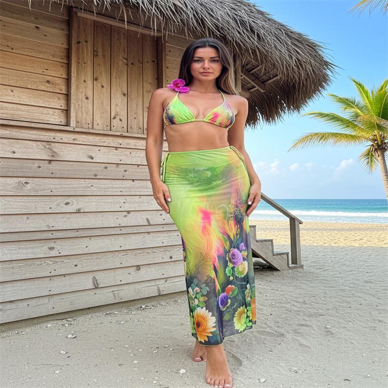 Women's Beach Dress with Floral Pattern Mune Fashion