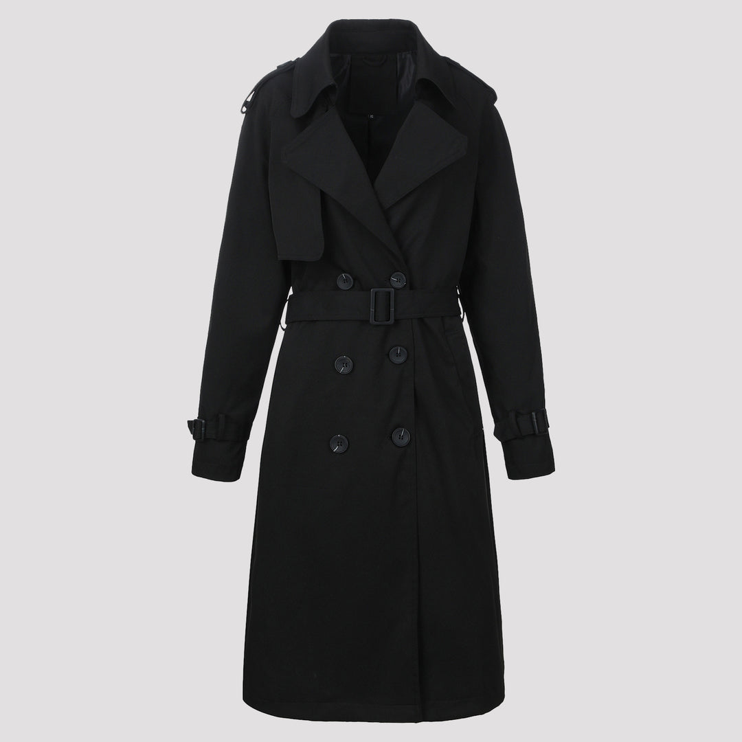 Women's Stylish Long Trench Coat with Belt Mune Fashion