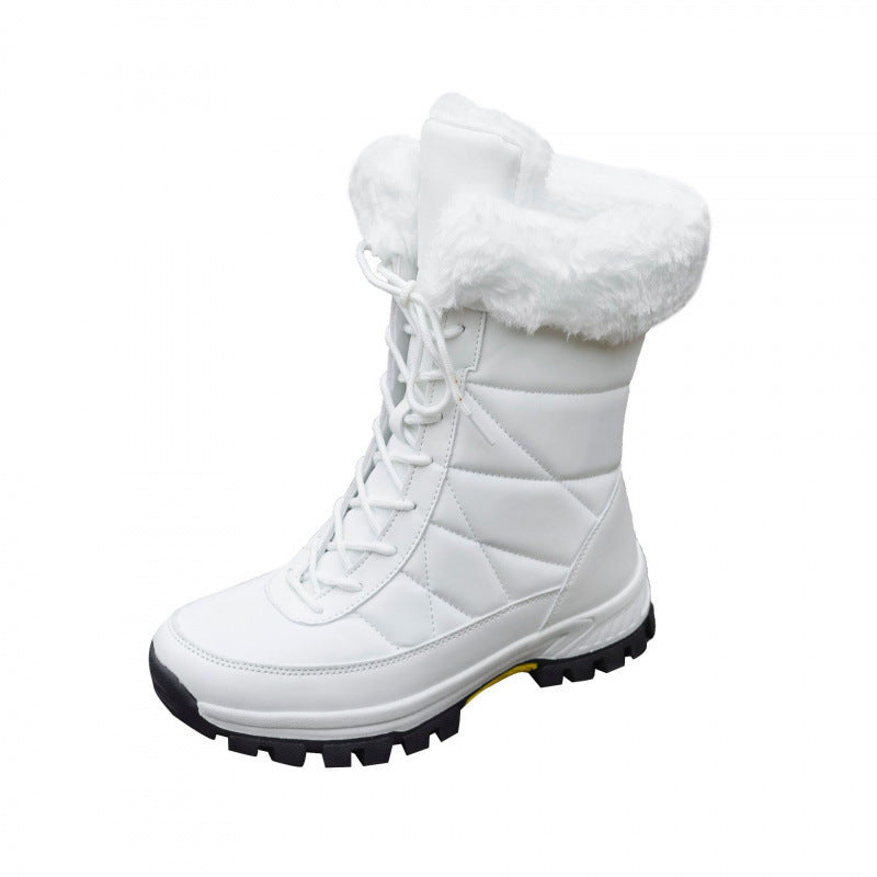 Women's winter boots with artificial fur collar, quilted shaft and profiled thermo sole Mune Fashion