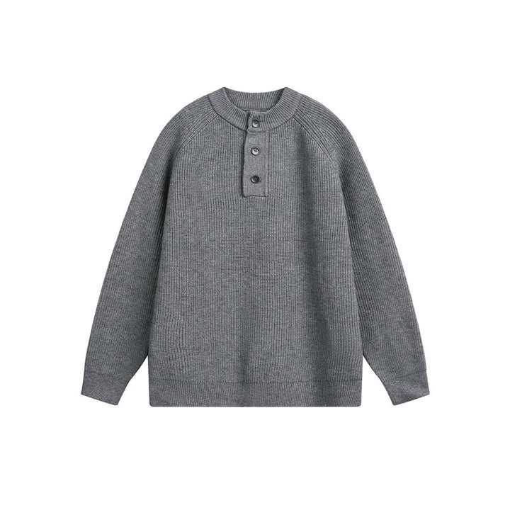 Unisex ribbed sweater with Henley button placket and raglan sleeves Mune Fashion