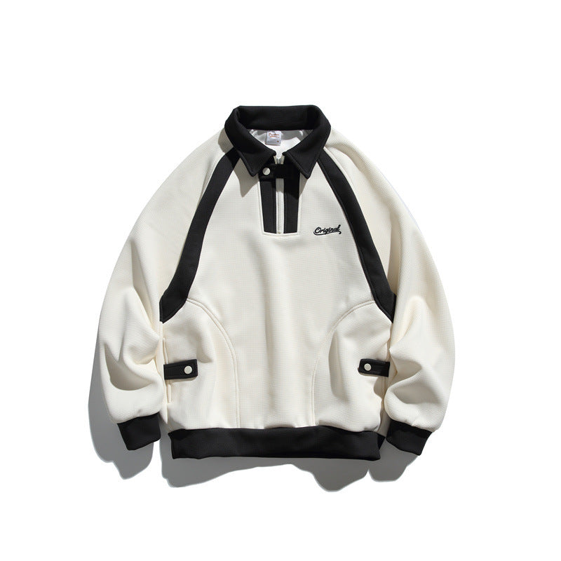 Unisex Oversize Halfzip Sweatshirt with contrasting shirt collar and raglan sleeves Mune Fashion
