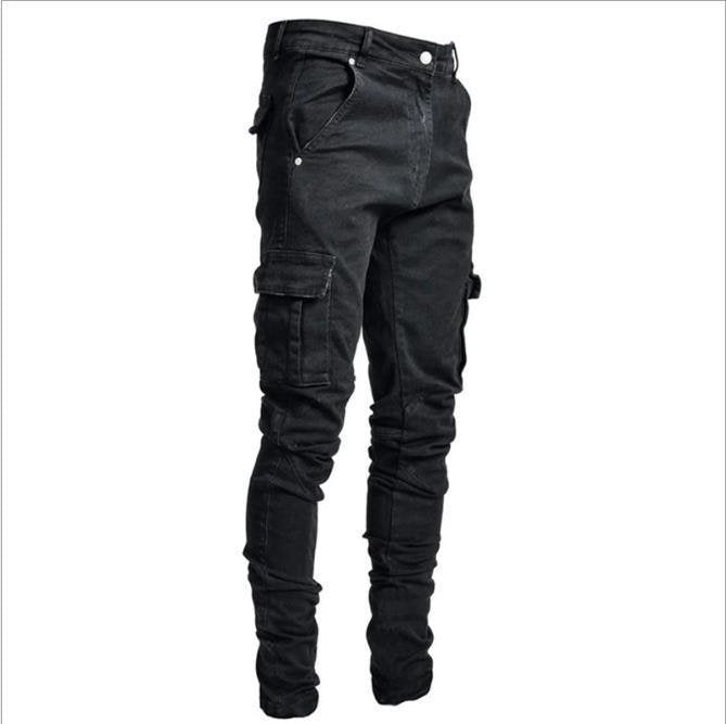 Men's Slim Fit Cargo Jeans with Stretch and Multiple Pockets Mune Fashion