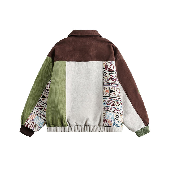 Men's Patchwork Cord and Suede Blouson with Stitch Detail Mune Fashion