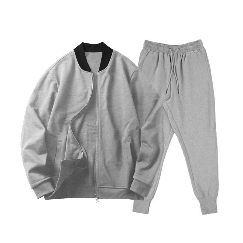 Men's casually cut sweat set with zip bomber jacket and tapered jogging pants made of soft cotton fleece Mune Fashion