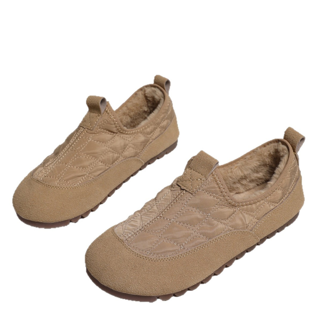 Women's Padded Quilted Slip-On Leisure Shoes with Non-Slip Profiling Sole Mune Fashion