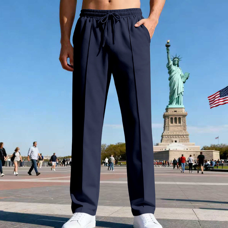 Men's casual-elegant pleated sweatpants with crease, elastic drawstring waistband and side pockets Mune Fashion