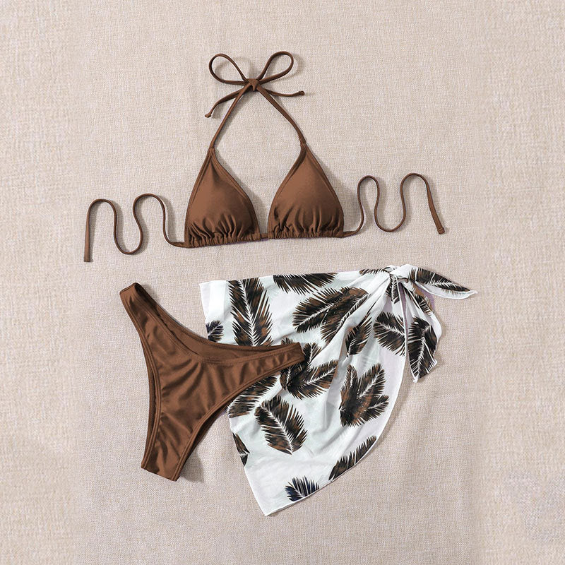 women's triangle bikini set with stylish wrap skirt Mune Fashion