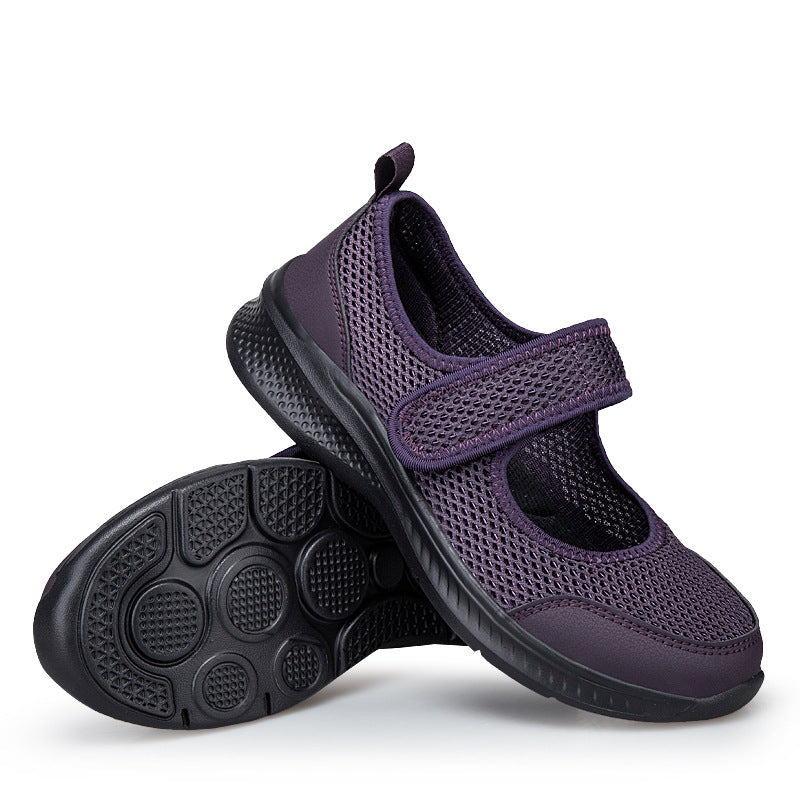 Women's Velcro-Strap Ballerina-Style Sneakers with Breathable Mesh Upper and Flexible Lightweight Sole Mune Fashion