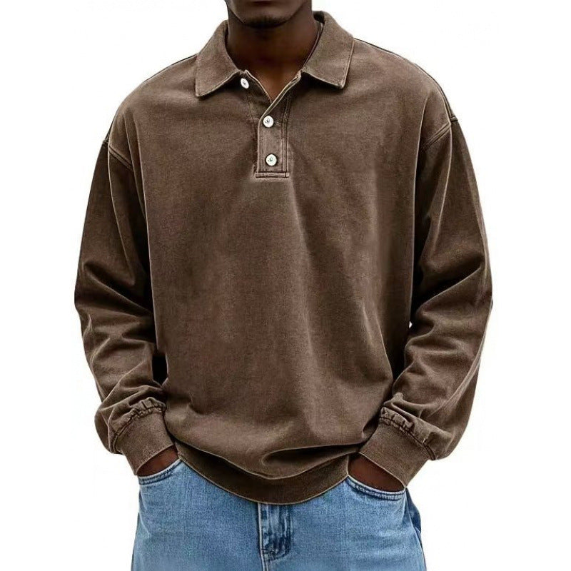Men's Oversize Long Sleeve Polo made from Cotton Blend Mune Fashion