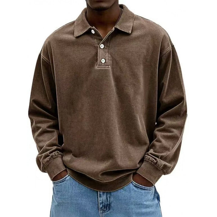Men's Oversize Long Sleeve Polo made from Cotton Blend Mune Fashion