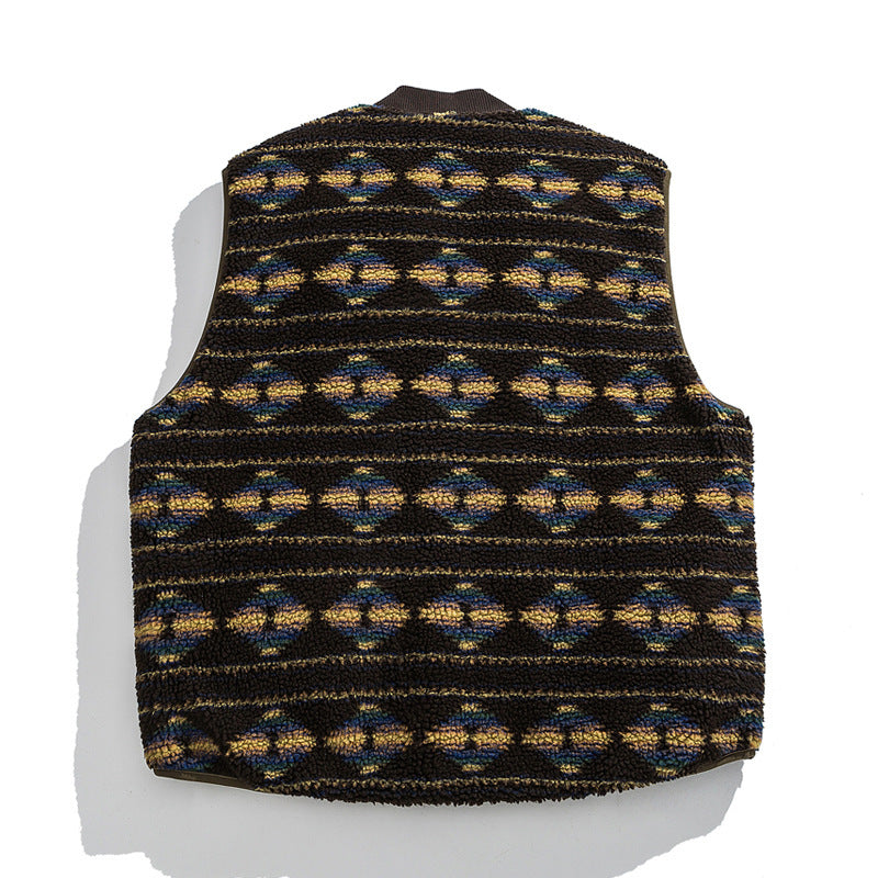 Unisex Reversible Quilted Vest with Jacquard Fleece and Patch Pockets Mune Fashion