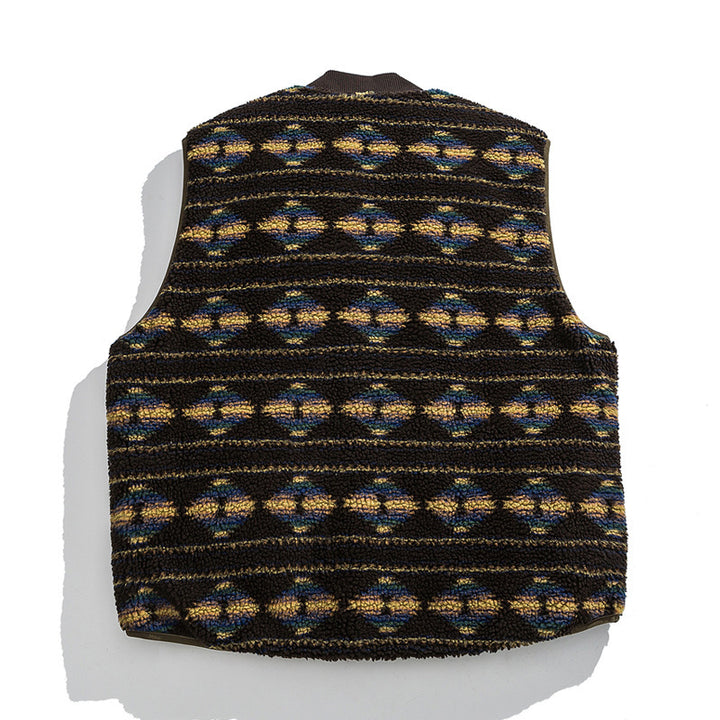 Unisex Reversible Quilted Vest with Jacquard Fleece and Patch Pockets Mune Fashion