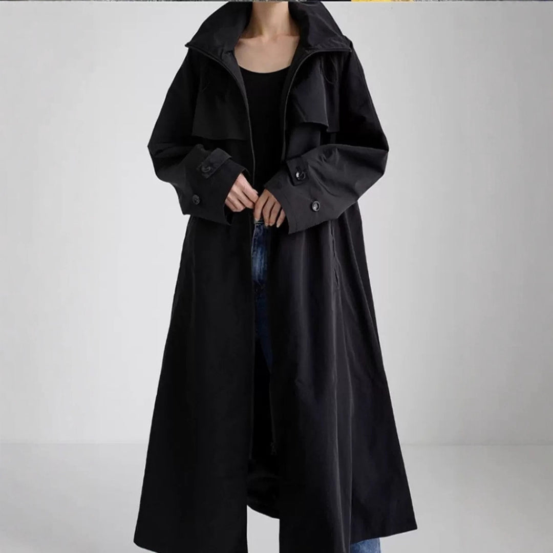 Women's Oversized Coat in Maxi Look with Hood and Cape Sleeve Mune Fashion