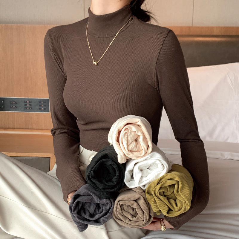 Ladies Elegant and Figure-hugging Long Sleeve Roll Neck Top Mune Fashion