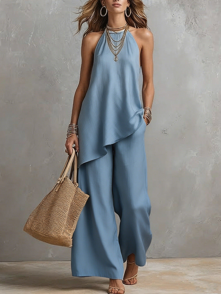 Women airy jumpsuit with asymmetrical cut Mune Fashion